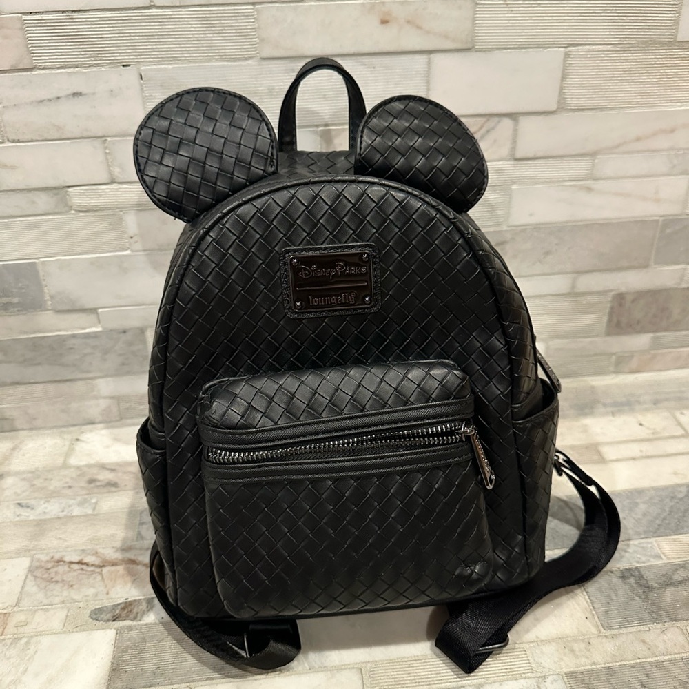Loungefly Black Woven Backpack with Ears